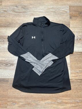 Under Armour Black Quarter-Zip Pullover with Gray Thumbhole Cuffs